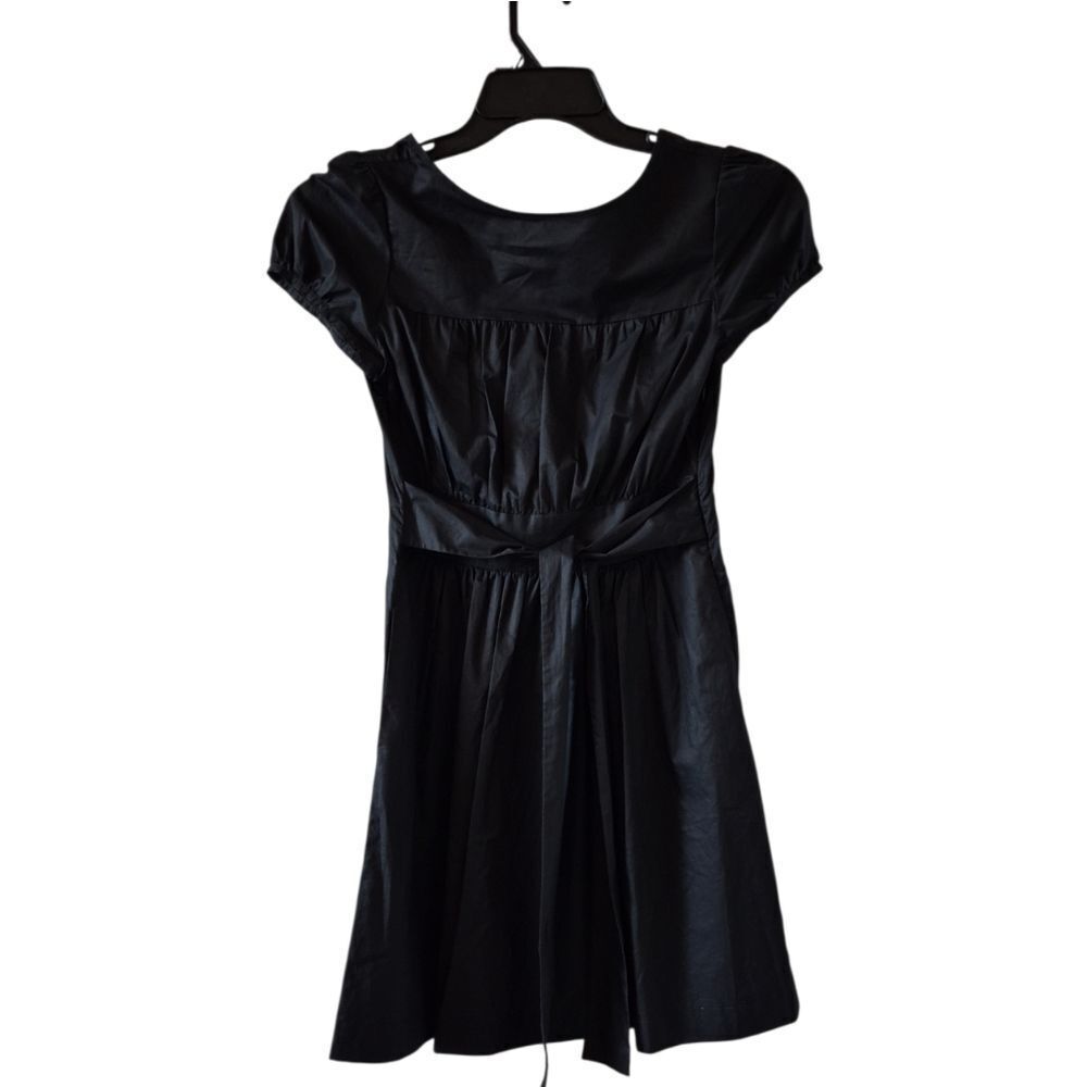 Theory Dilia Black Cotton Tie Waist Dress with Open Back Pockets Size 4 Women's